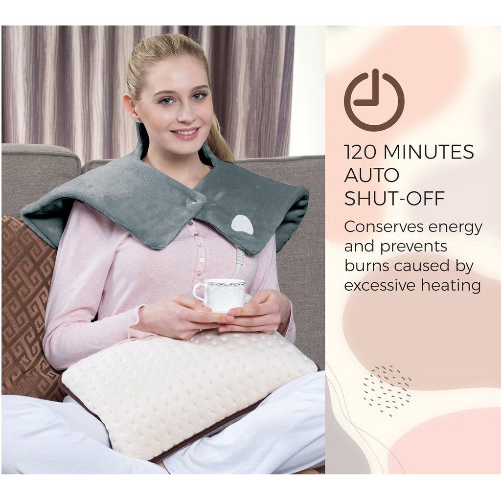 Electric Neck & Shoulder Heating Pad + Memory Foam Travel Pillow