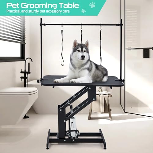 Hydraulic Dog Grooming Table, Heavy Duty, Max Load 350Lbs, WHITE K1403