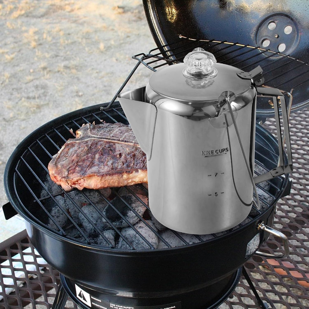 9 Cup Stainless Steel Camping Coffee Pot M2637