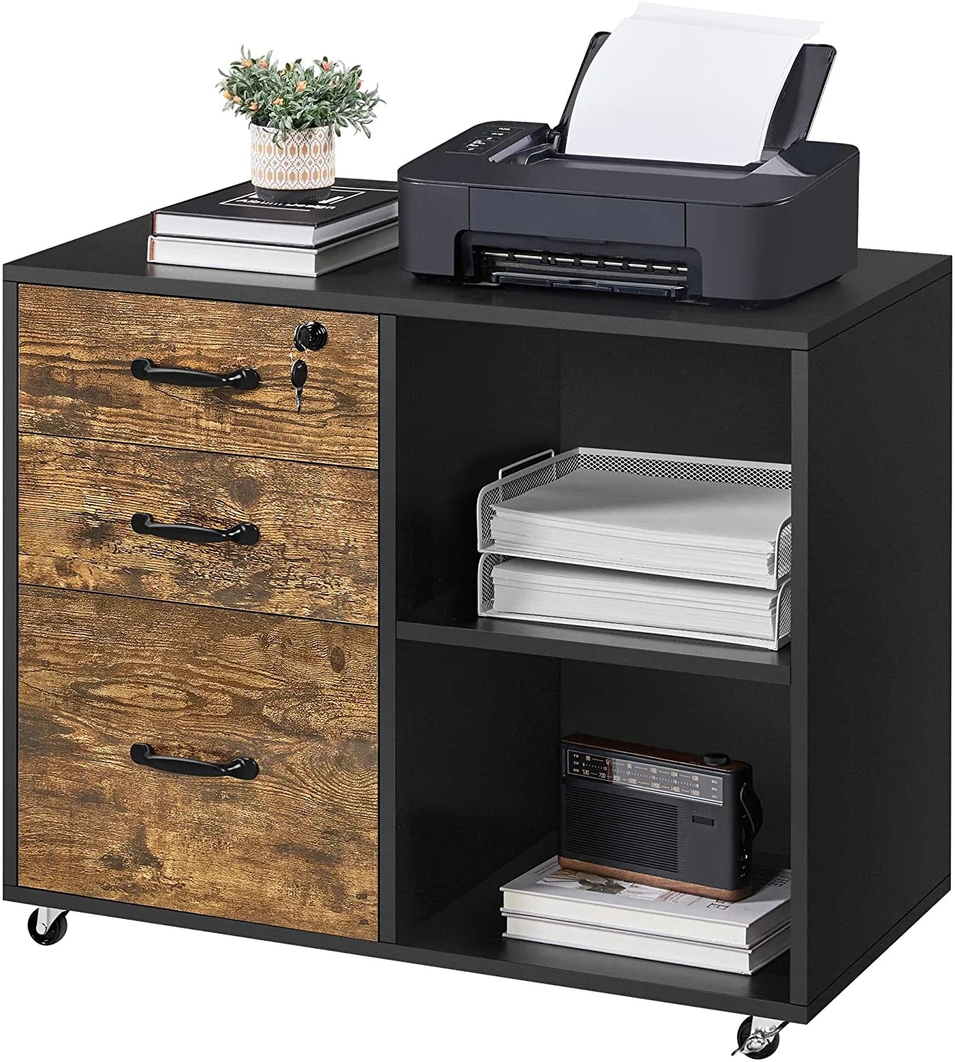 Black 3 Drawer Lateral Filing Cabinet H62144