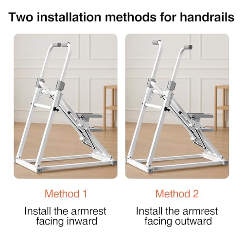 Compact Adjustable Stair Stepper Machine with Handles White X438