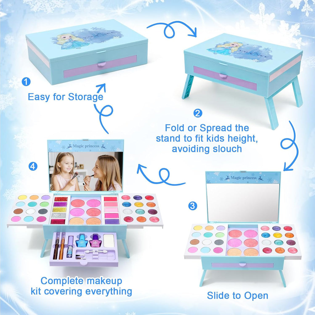 60pcs Princess Makeup Vanity Kit with Pretend Play Cosmetics O28081