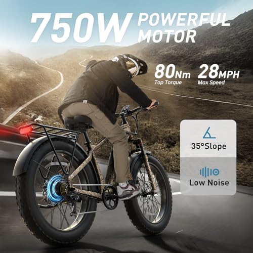 26" Fat Tire Electric Mountain Bike with 48V 15AH Removable Battery Aluminum Frame D592890
