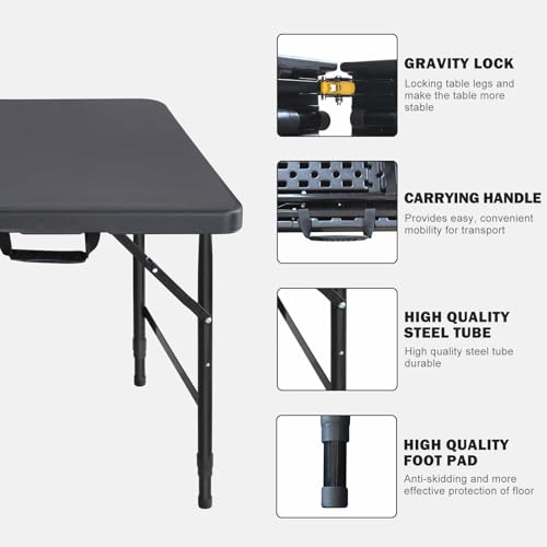 White 4ft Portable Folding Table with Steel Legs V26071