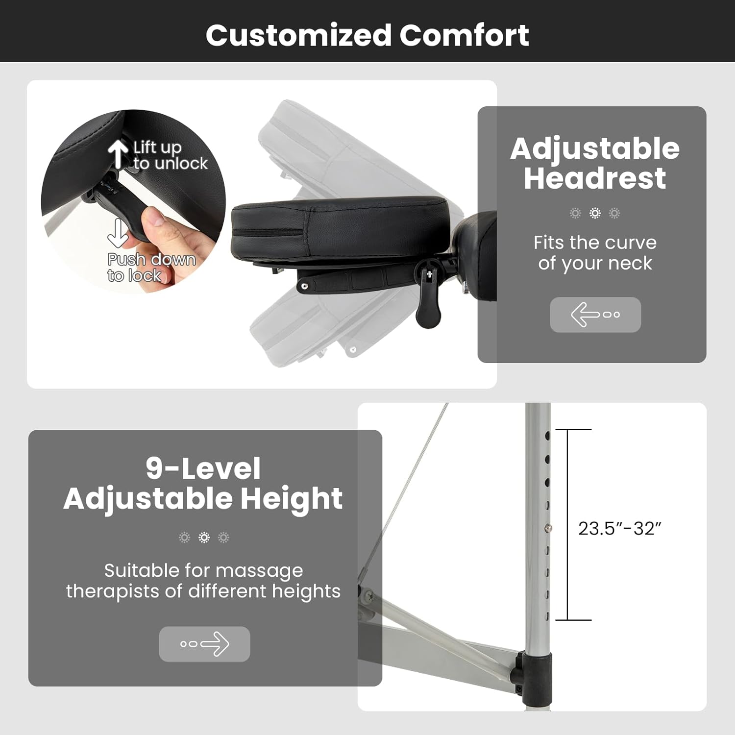 Black Portable Massage Table with Carrying Bag X731