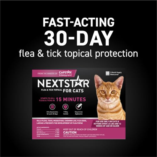 Fast Acting Waterproof Topical Drops for Cats Over 3.5 lbs, 3 Month Dose E62018