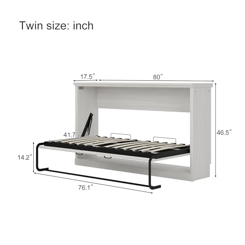 Twin Size Murphy Bed with 2 Side Cabinet Storage Shelf and Bookcase O564914