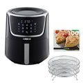 7 qt Electric Air Fryer with Dehydrator Black Silver D19626