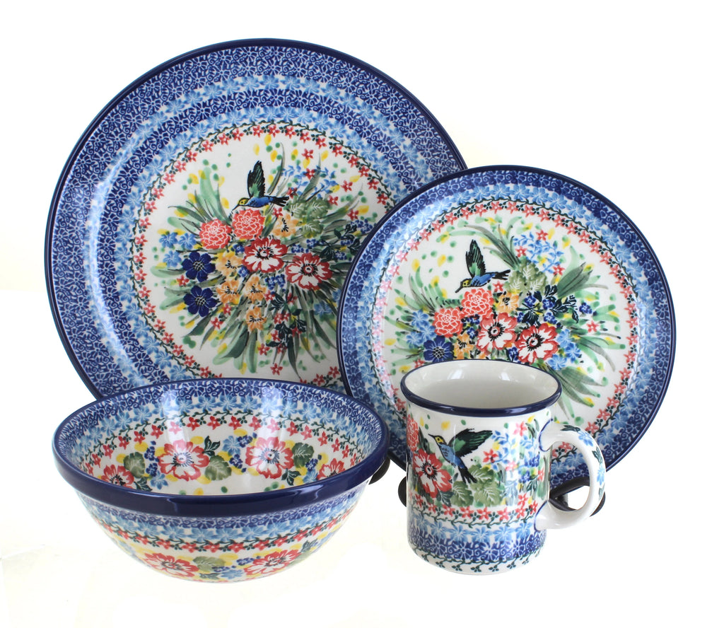 16 Piece Polish Pottery Dinner Set with Small Coffee Mug S19643