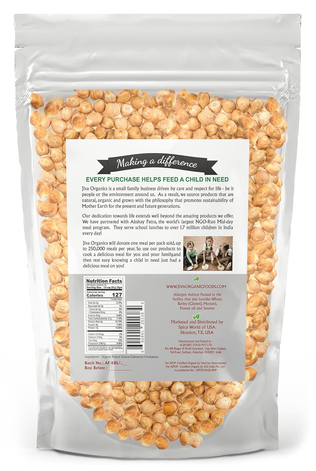 Organic Raw Chickpeas 4 LB R729075