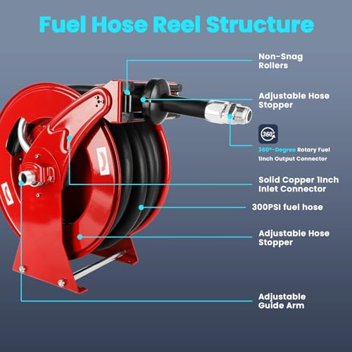 1" x 33' Retractable Diesel Hose Reel with Steel Construction M3633
