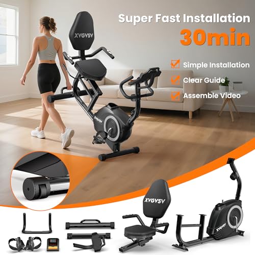 Recumbent Exercise Bike, 16-Level Resistance, Adjustable Seat, 400LB Capacity G31925