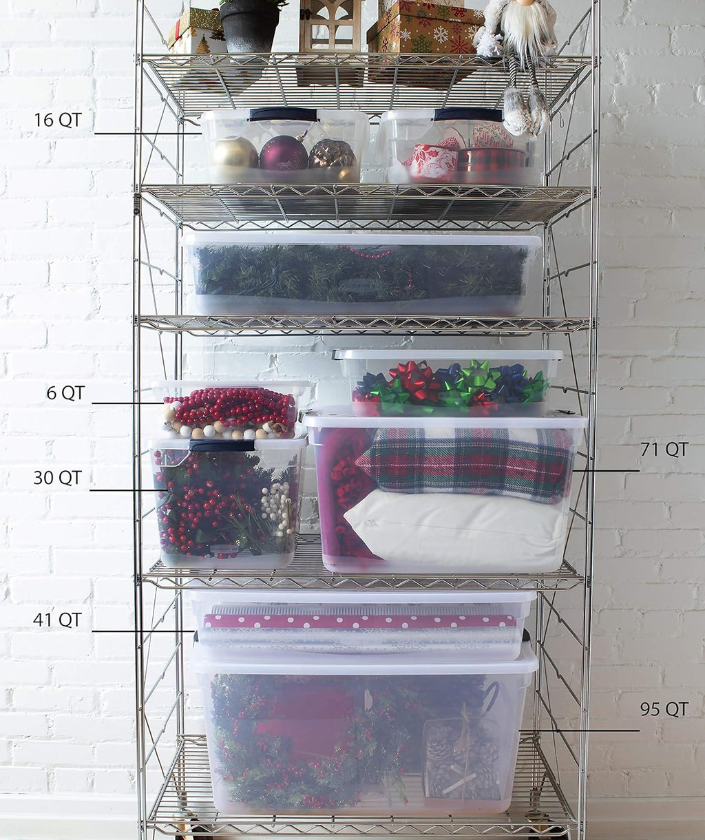 Clear 71 QT Pack of 4 Stackable Large Storage Containers with Latching Clear Lids G30462
