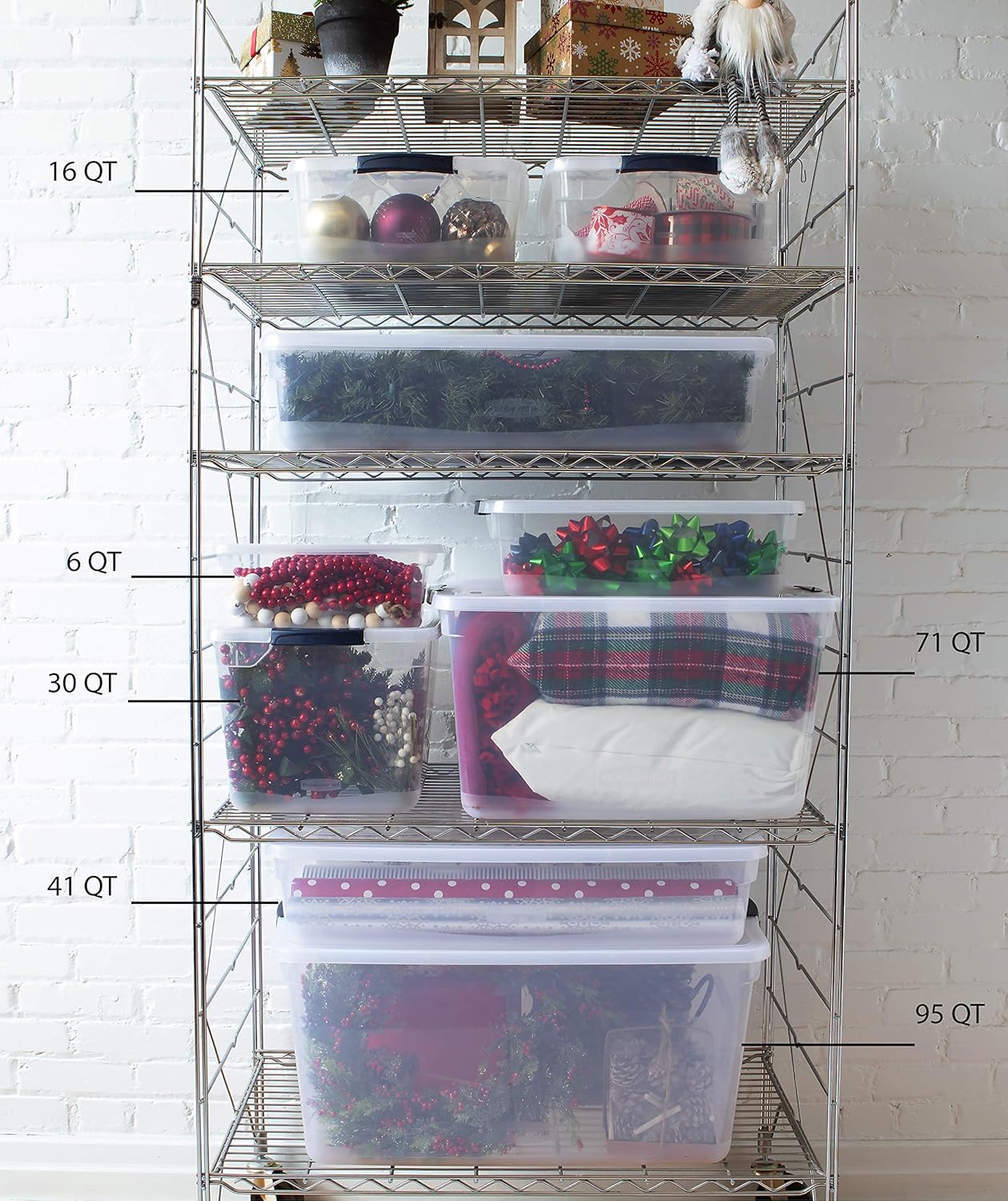 Clear 71 QT Pack of 4 Stackable Large Storage Containers with Latching Clear Lids G30462
