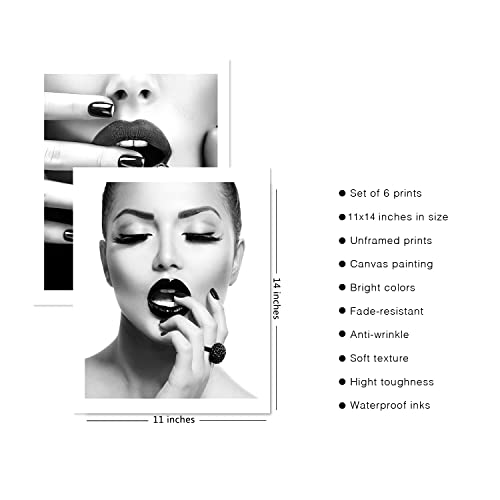 Set of 6 Black and White Unframed Canvas Posters 8x10in H874529