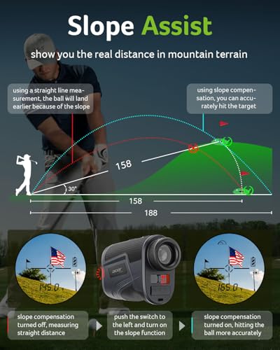 Golf Rangefinder with Slope, 6X Magnification, Rechargeable Battery D451
