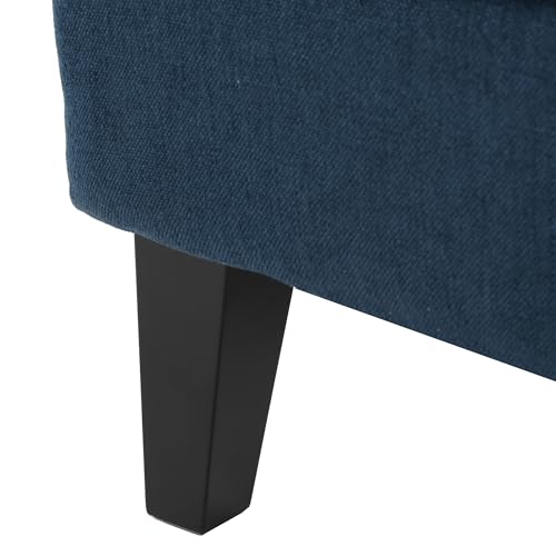 Navy Blue High Back Accent Sofa Armchair with Wood Legs X49291