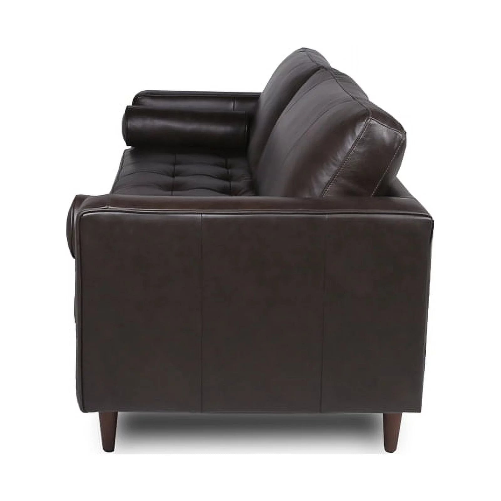 Dark Brown Leather Sofa With Tufted Seat And Back S24235