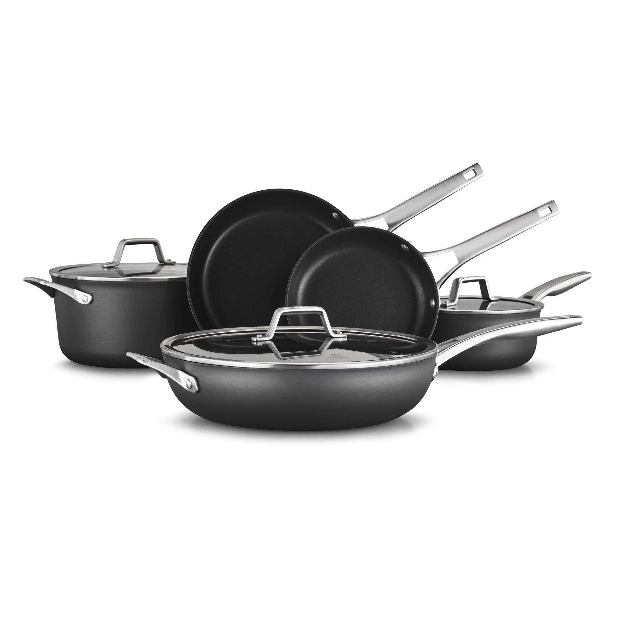 8-Piece Hard-Anodized Nonstick Cookware Set Black F6711