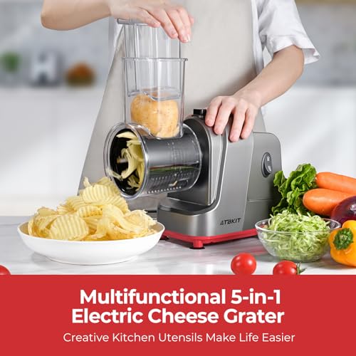 Electric Cheese Grater with 5 Blades, 250W Electric Slicer Shredder M689