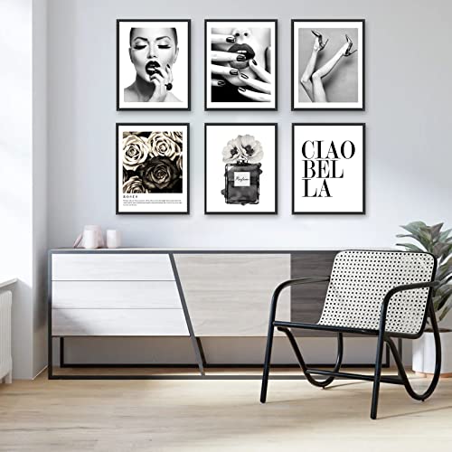 Set of 6 Black and White Unframed Canvas Posters 8x10in H874529