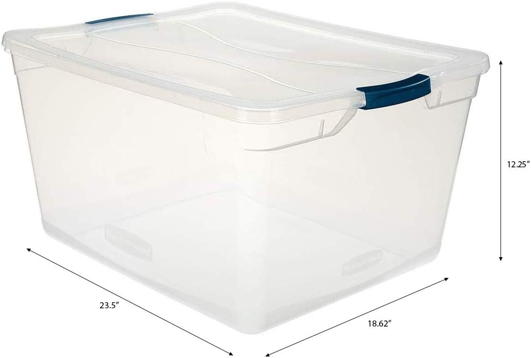 Clear 71 QT Pack of 4 Stackable Large Storage Containers with Latching Clear Lids G30462