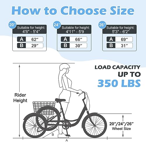 7 Speeds 20 & 24 & 26-Inch Adult Tricycle V286341