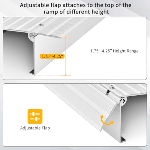 3" Rise Aluminum Door Threshold Ramp with Non-slip Surface W1069