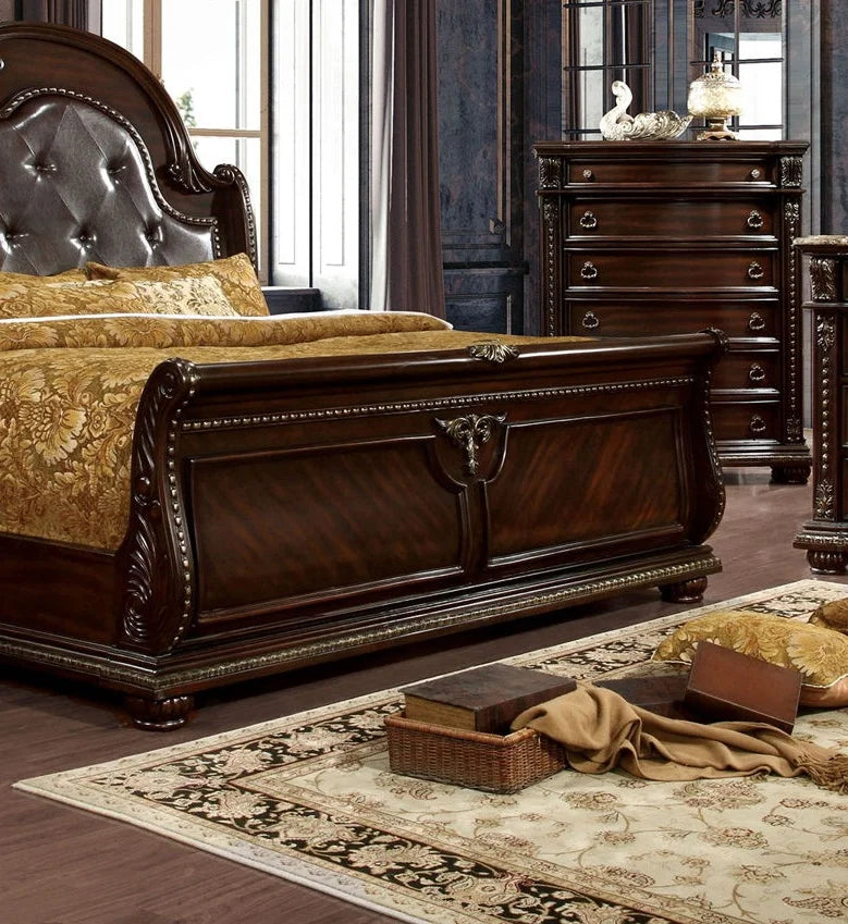Brown Cherry Eastern King Size Bed R530606