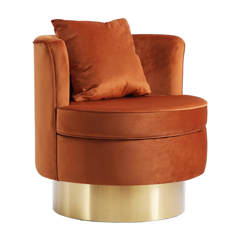 Cognac Velvet Swivel Accent Chair J168