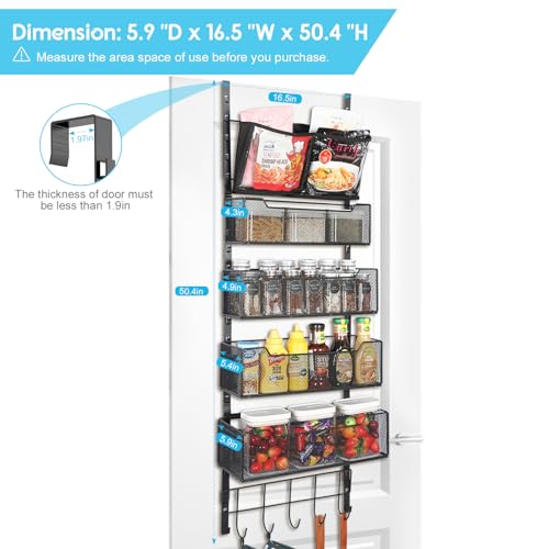 White Over The Door Organizer with PVC Pocket and 4 Metal Baskets R5541