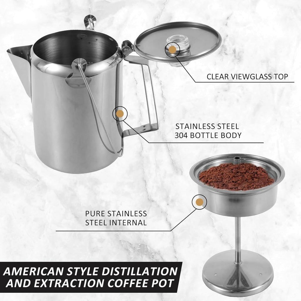 9 Cup Stainless Steel Camping Coffee Pot M2637