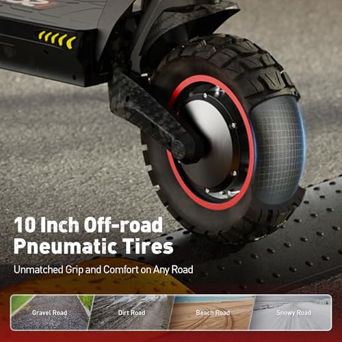 Electric Scooter with 28/38 MPH Top Speed, 40/50 Miles Range, 10/11" Offroad Pneumatic Tire, Dual Suspensions, Foldable E272730
