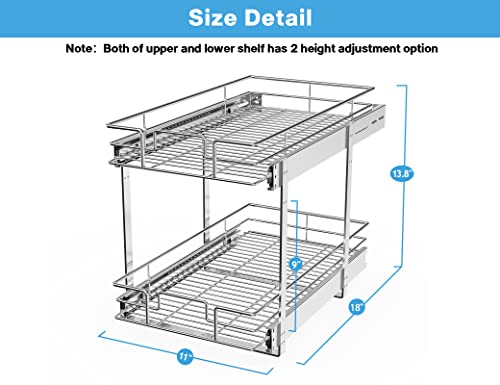 2 Tier Slide Out Cabinet Drawers, 11" W x 21" D I3218