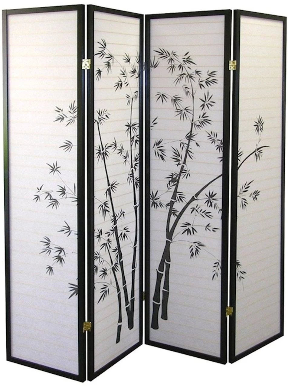4 Panel Room Divider Privacy Screen Bamboo P4049