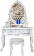 Solid Carved Dressing Vanity Table with Stool U6873
