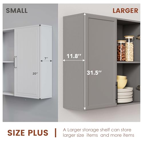 White 30" Wall Cabinet with Adjustable Shelf and Doors P848