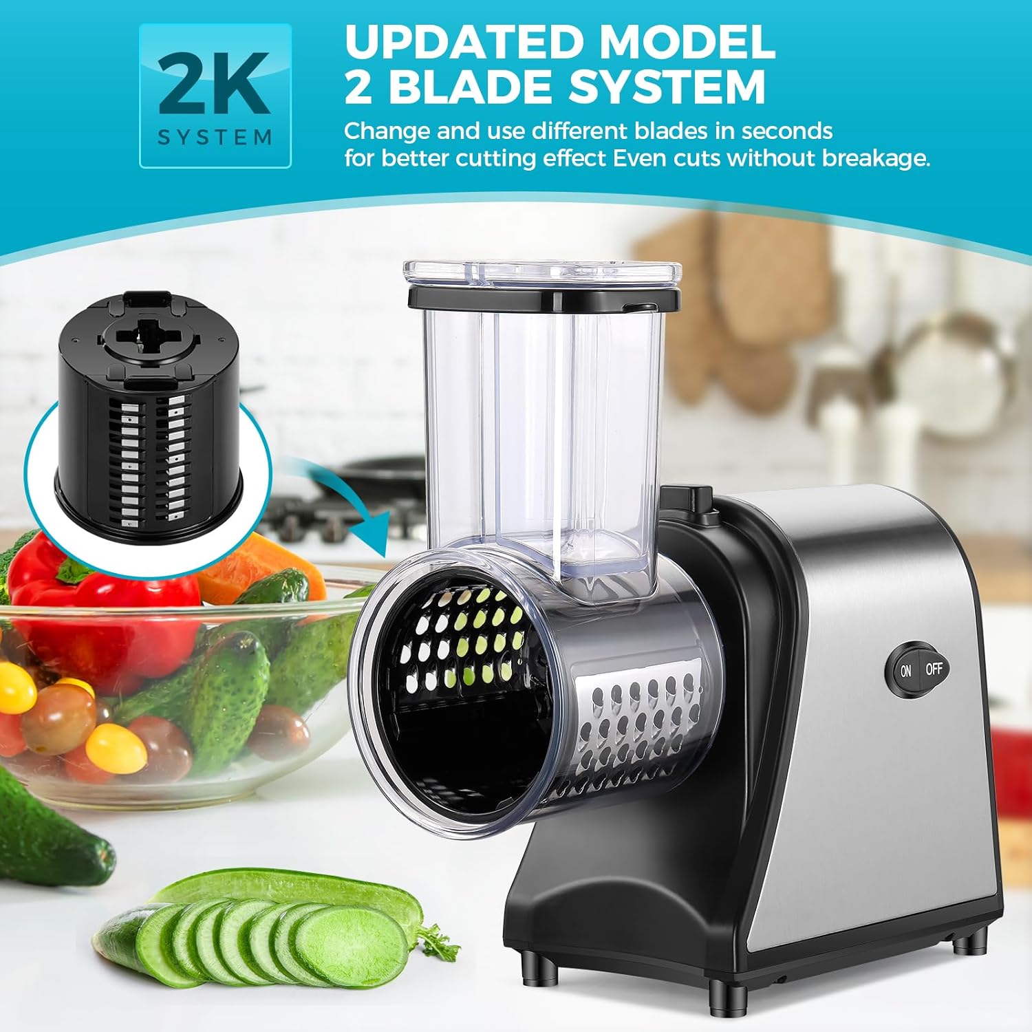 250W Electric Cheese Grater with 5 Attachments K260858