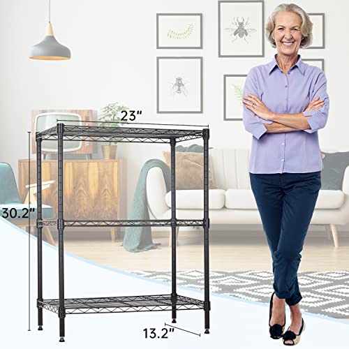 Black 4 Tier Steel Wire Shelving Unit H913