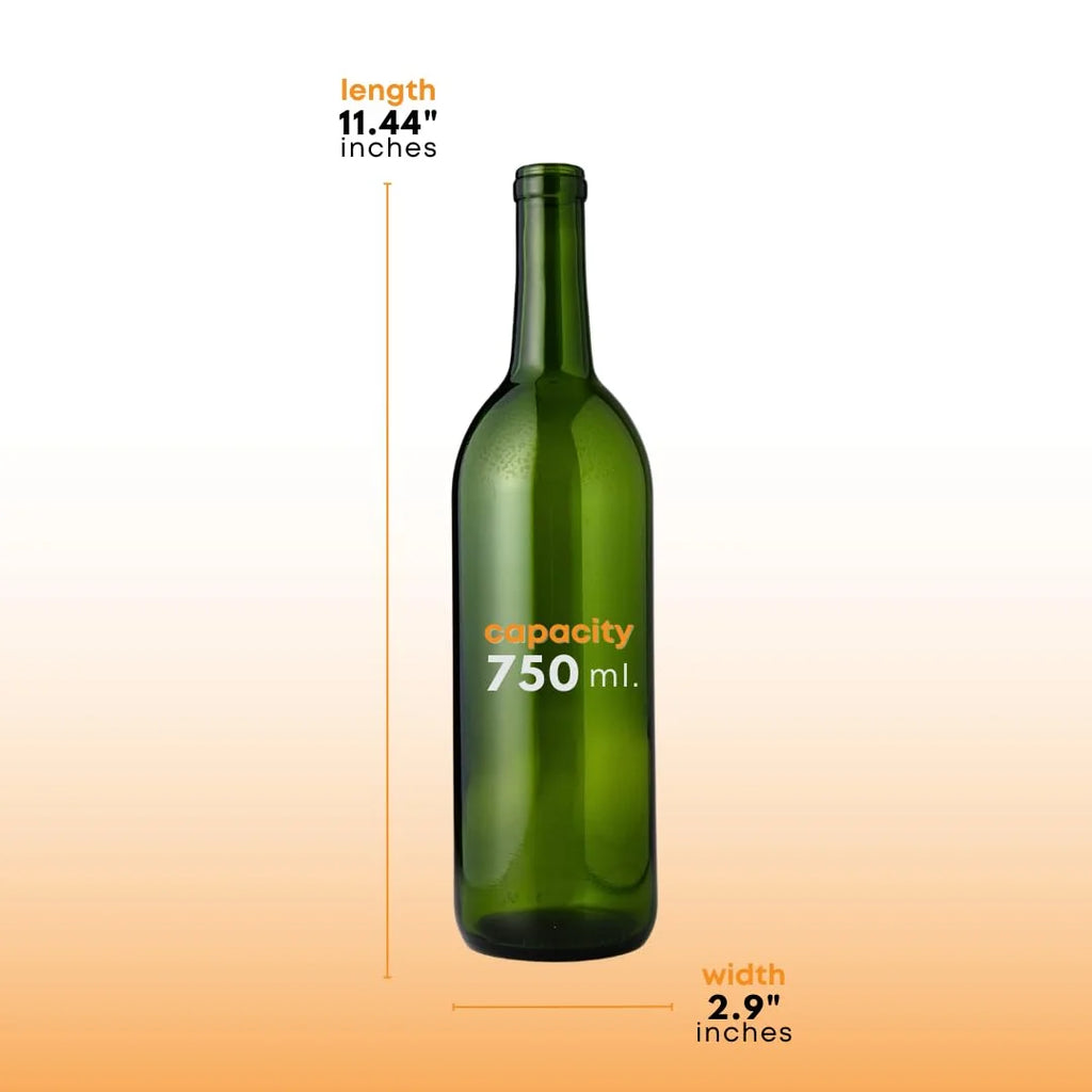 750 Ml Green Wine Bottles (Pack Of 12) V825