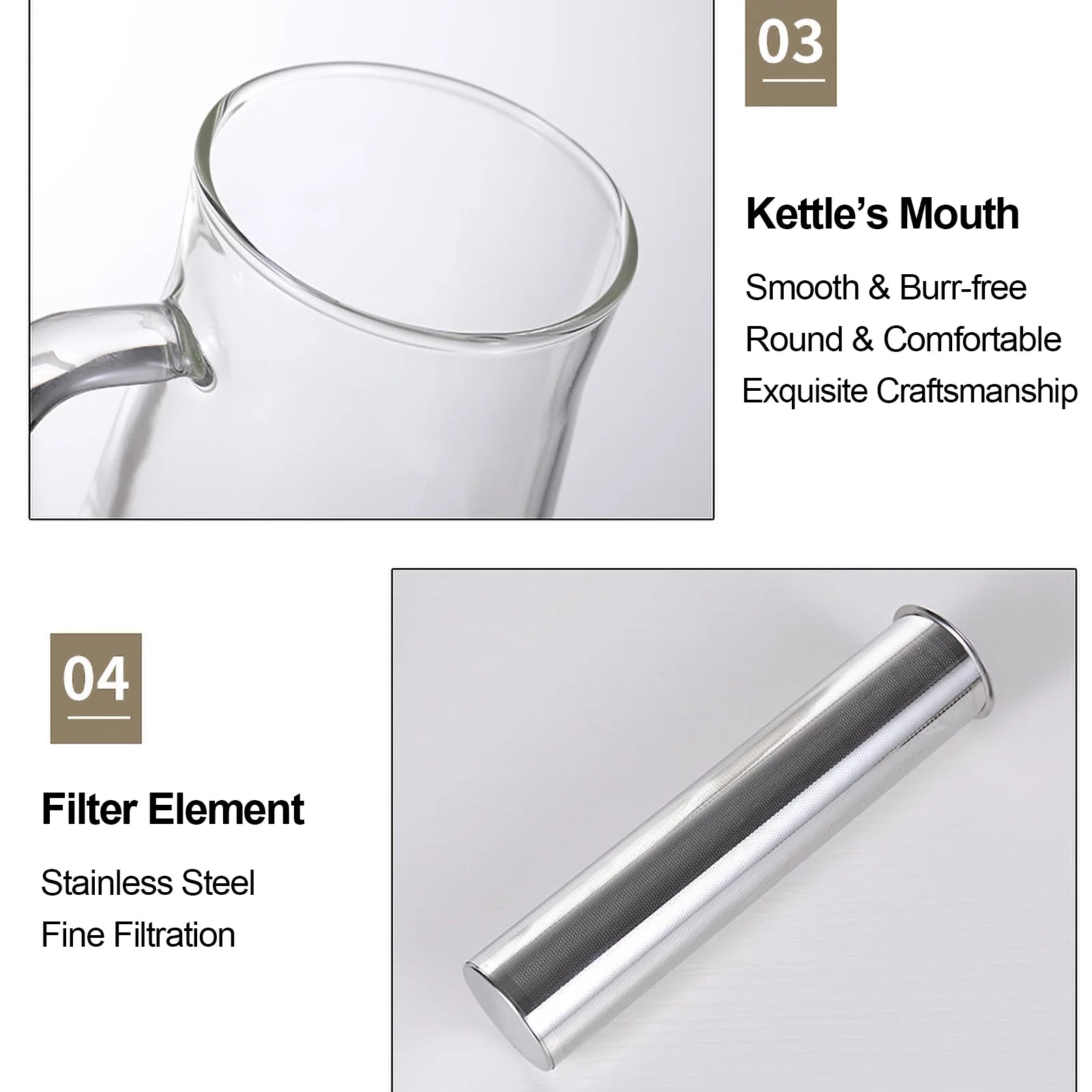 Cold Brew Coffee Maker Glass Stainless Steel Airtight Kettle Y381308