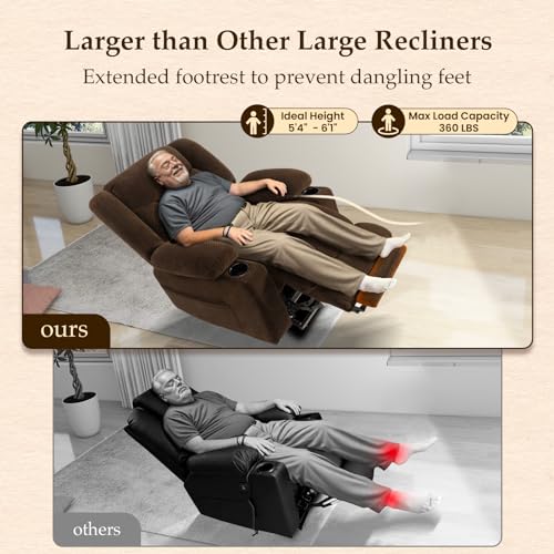 Large Power Lift Recliner with Heat and Massage, Dark Brown F50088