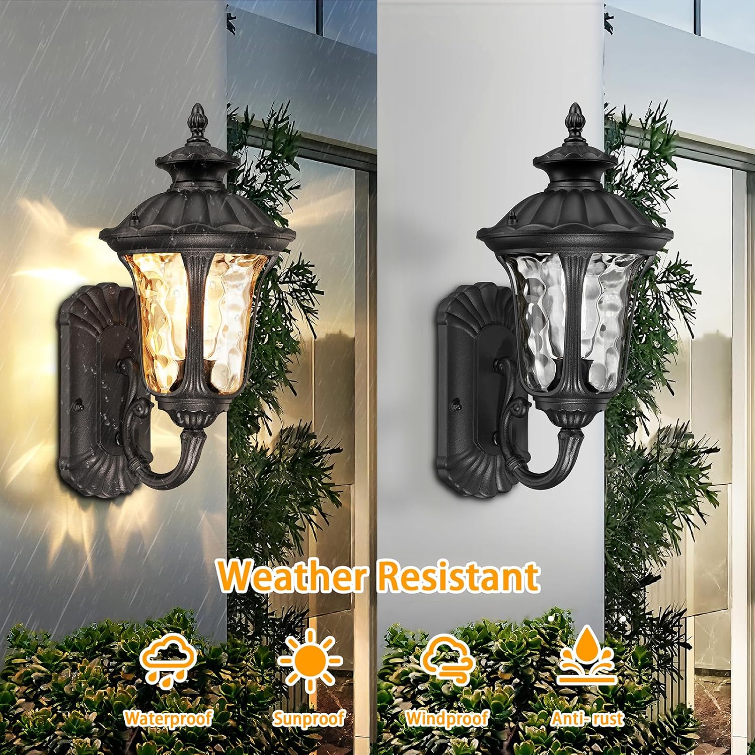 Black 15.6'' Waterproof Outdoor Wall Light Fixture E72862