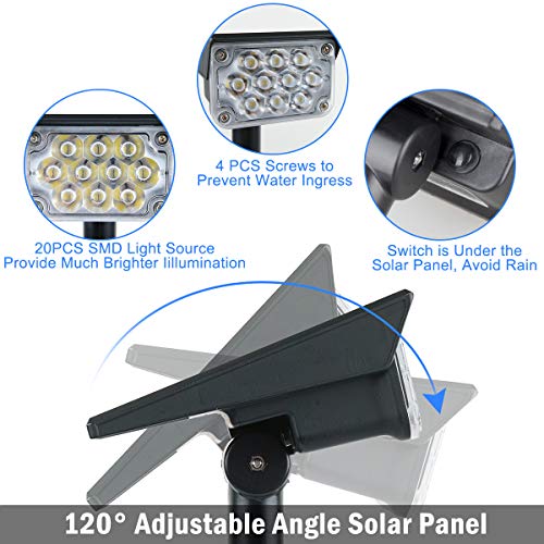 20 LED IP65 Waterproof Solar Landscape Spotlights 4 Pack Cold White Z97066