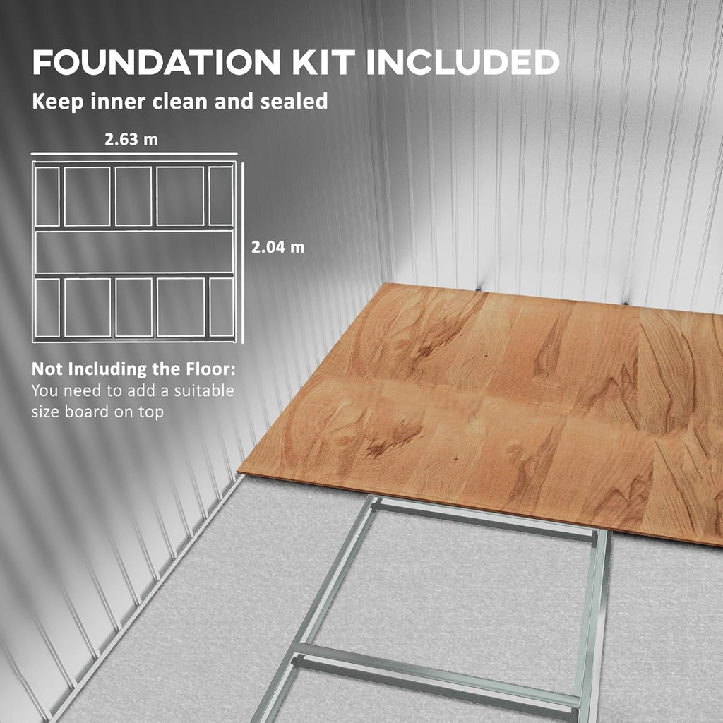 Gray Outdoor Storage Shed with Foundation Kit O33833