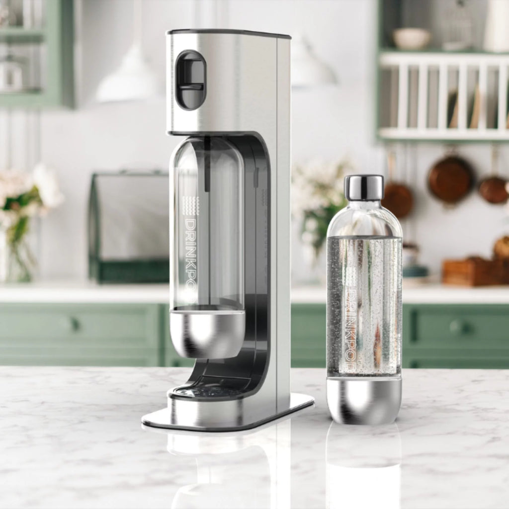 Stainless Steel Sparkling Water Machine with 1 CO2 Cylinder and 3 Bottles C552251