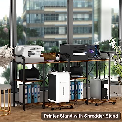Brown 3-Tier Printer Stand with Wheels Q384642