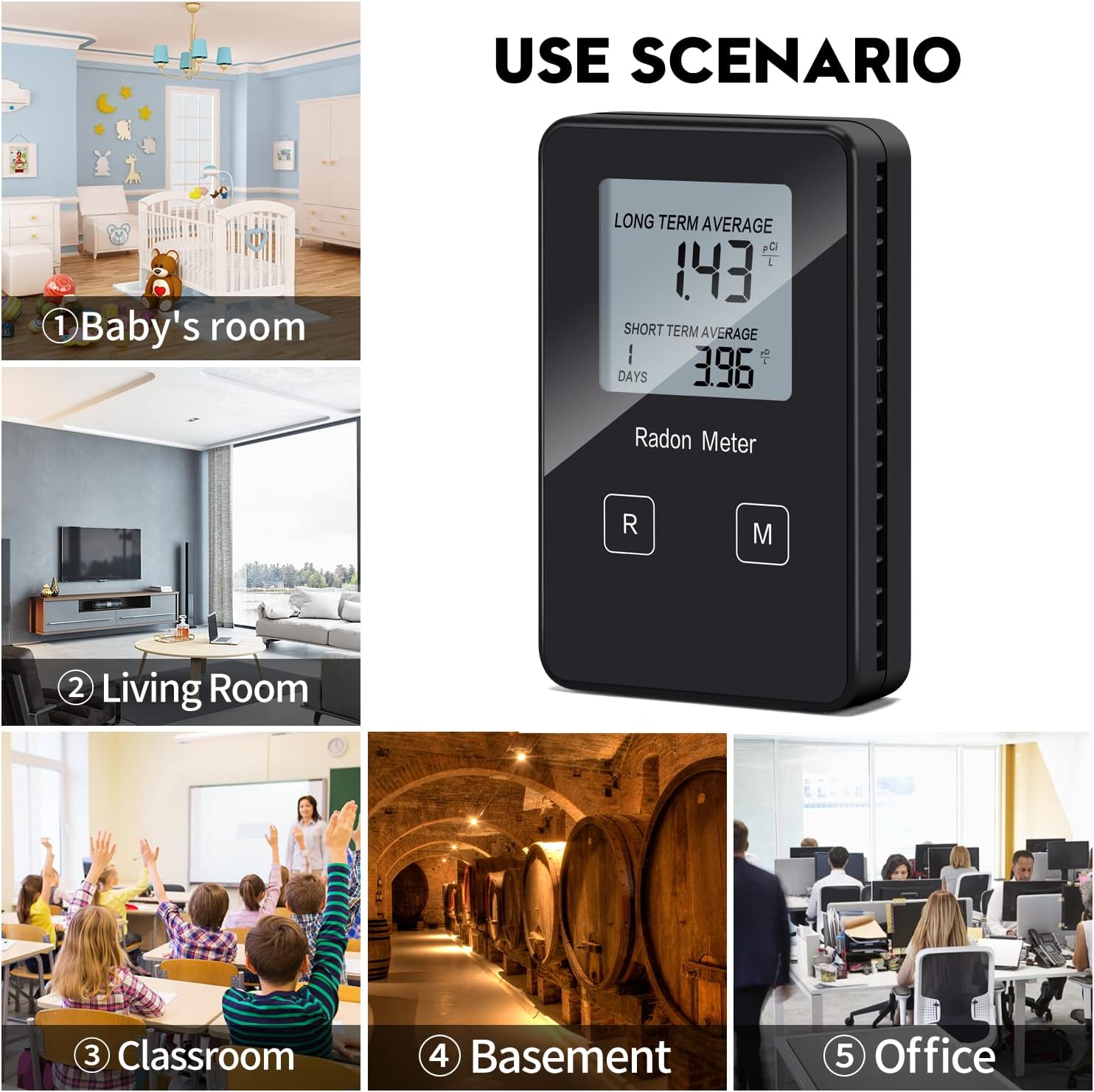 Portable Radon Detector with Rechargeable Battery D429