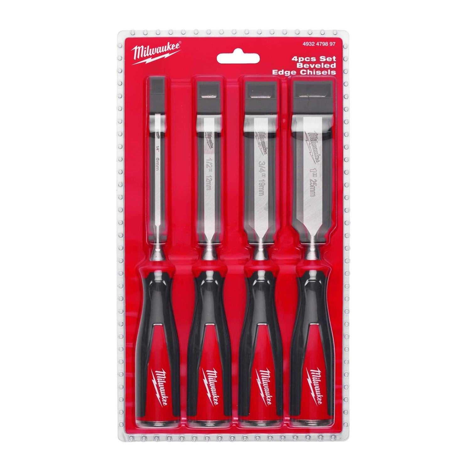 4 Piece Beveled Edge Chisels Set D47189