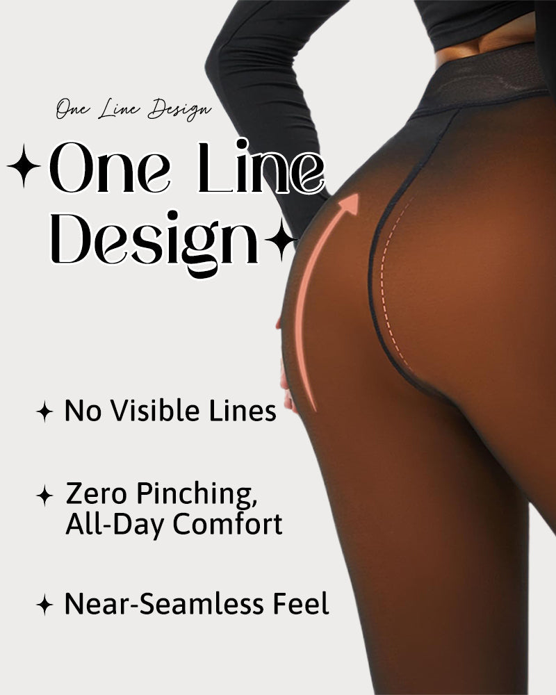 Translucent Fleece Lined Tights For All Skin Tone（One-Seam）
